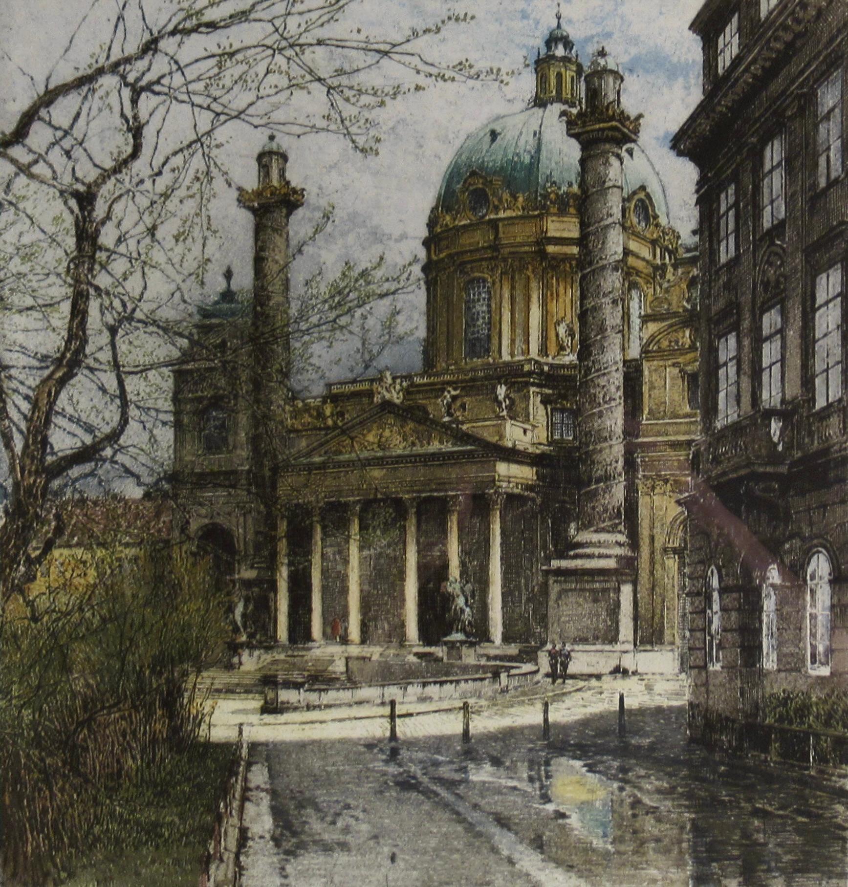 Saint Charles's Church (Wien Kariskirche) - Realist Print by Robert Kasimir