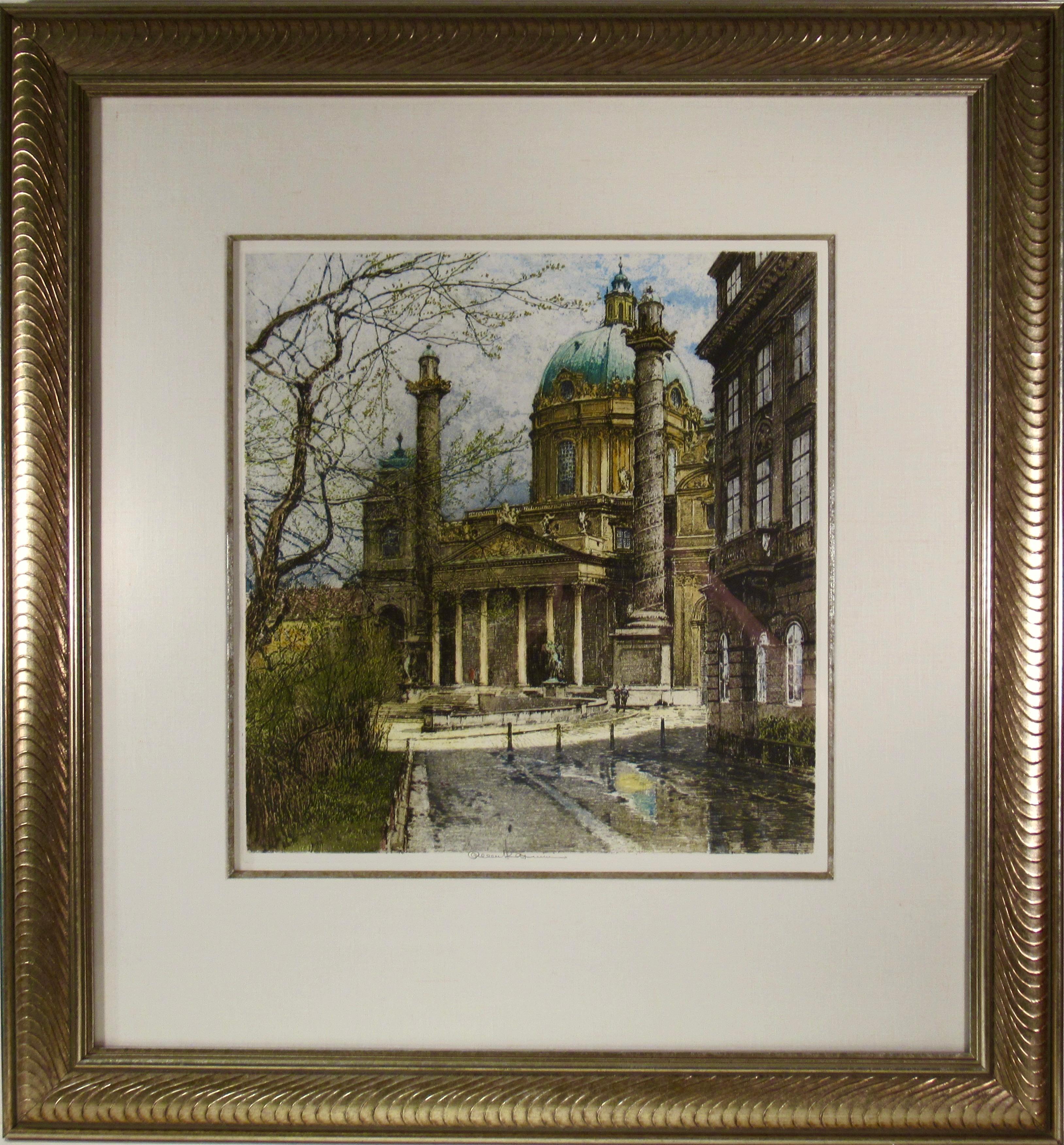 Robert Kasimir Figurative Print - Saint Charles's Church (Wien Kariskirche)