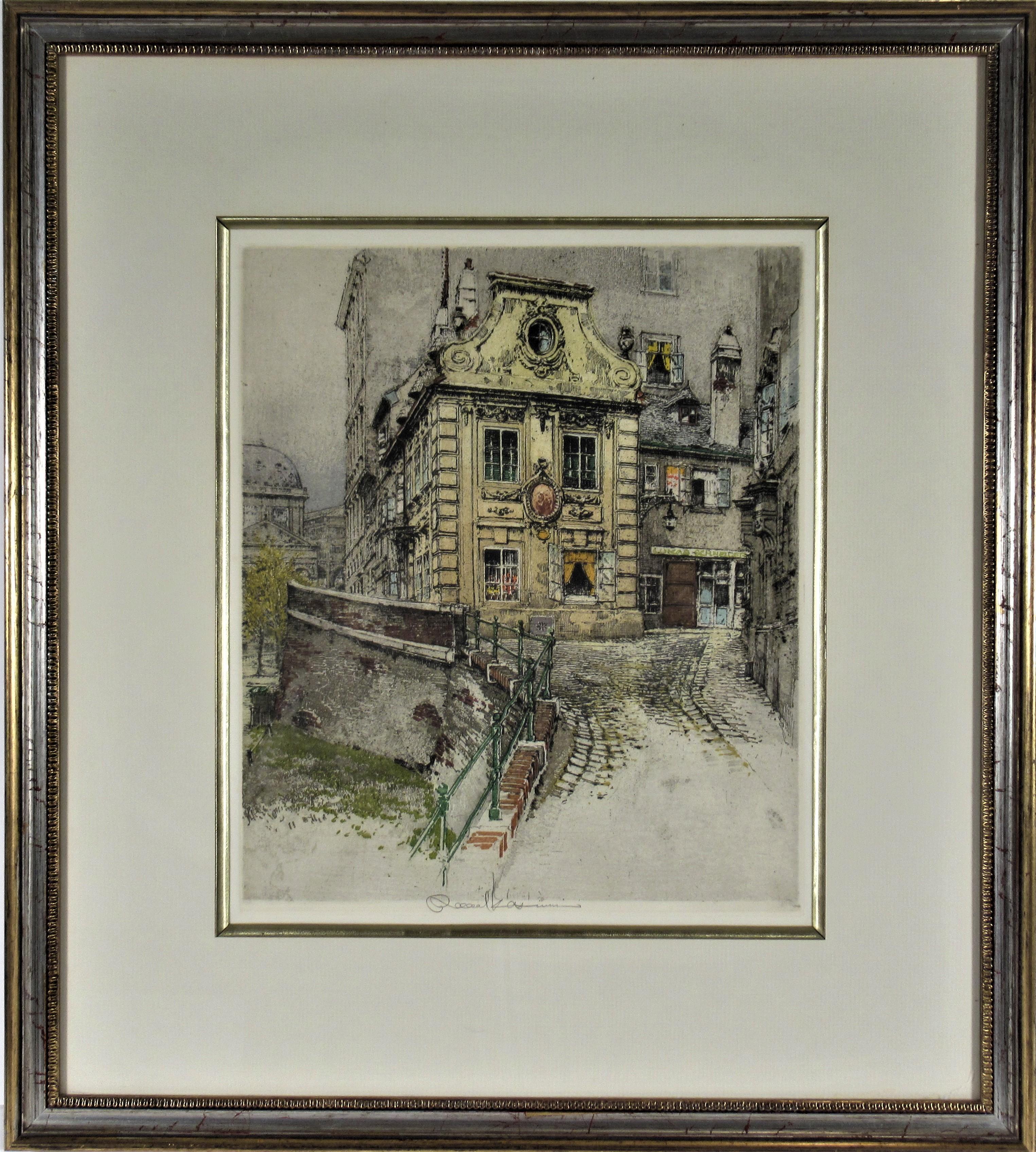 Robert Kasimir Figurative Print - Schubert's House, Vienna