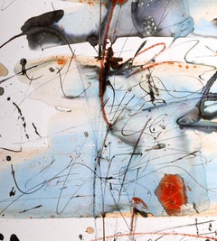 Blue Streaks, Colorful Abstract Acrylic and Mixed Media Painting by Robert Kautz