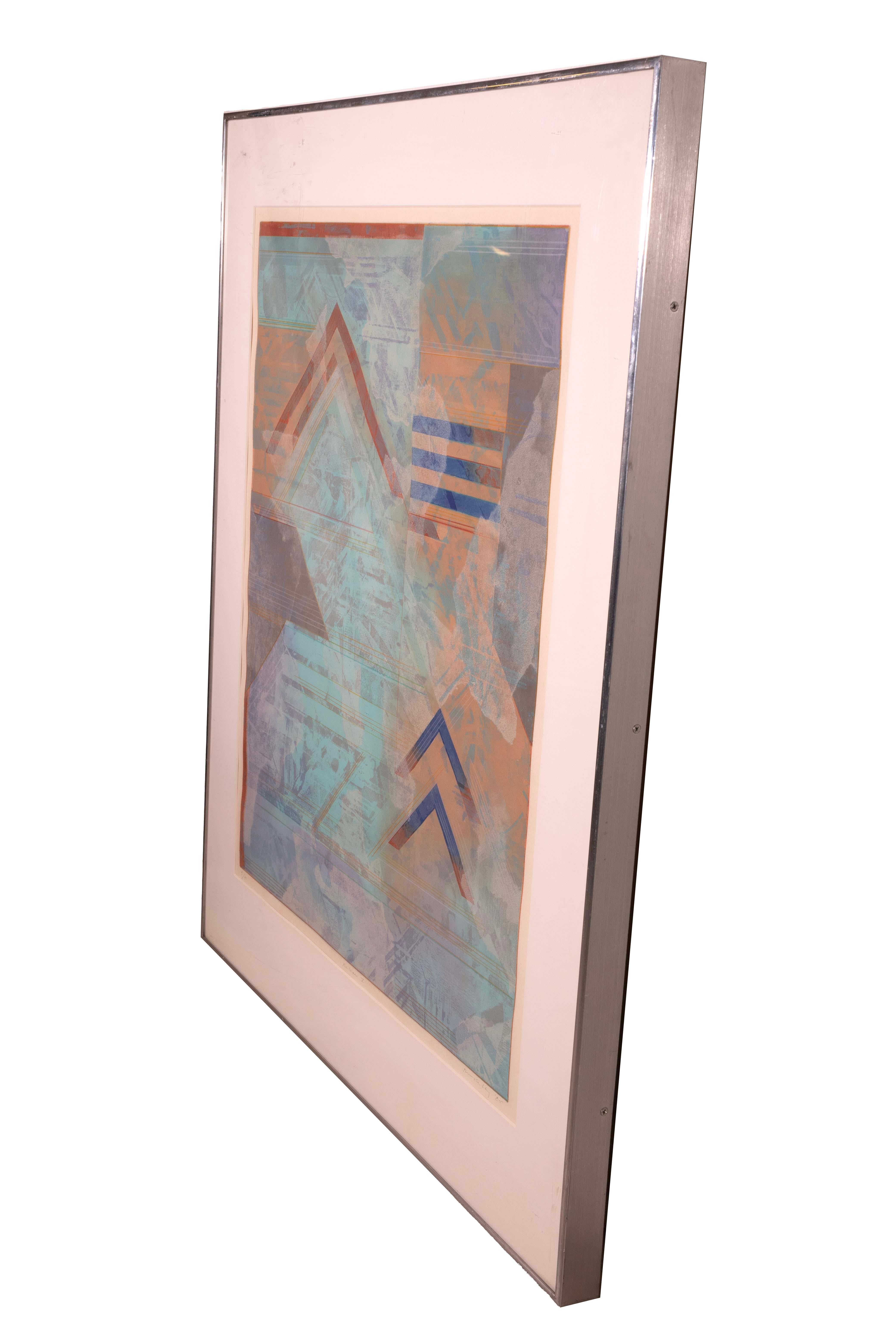 Fin du 20e siècle Robert Kelly Kalasa gravure abstraite moderne à l'aquatinte encadrée 5/50, signée, 1985 en vente