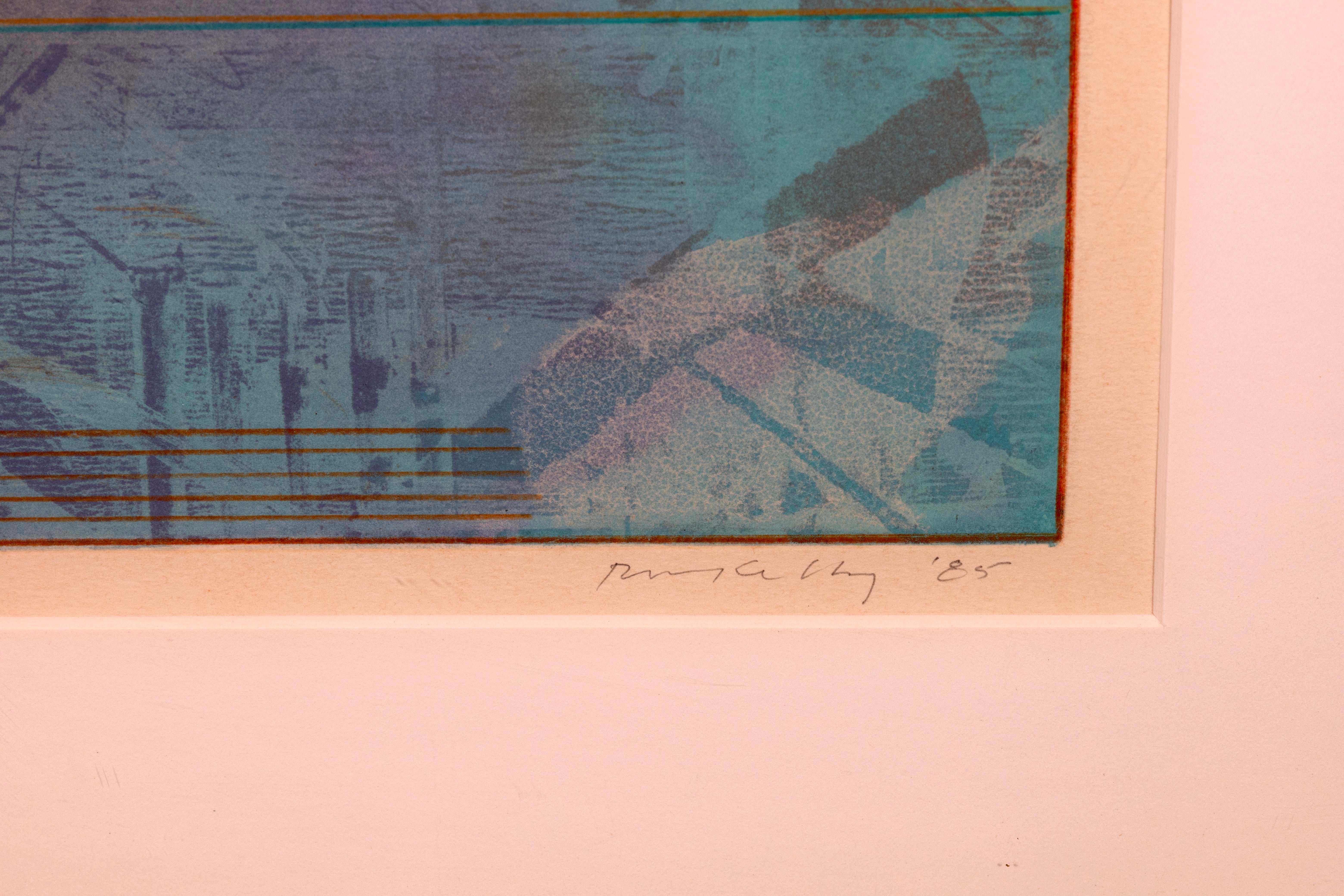 Papier Robert Kelly Kalasa gravure abstraite moderne à l'aquatinte encadrée 5/50, signée, 1985 en vente