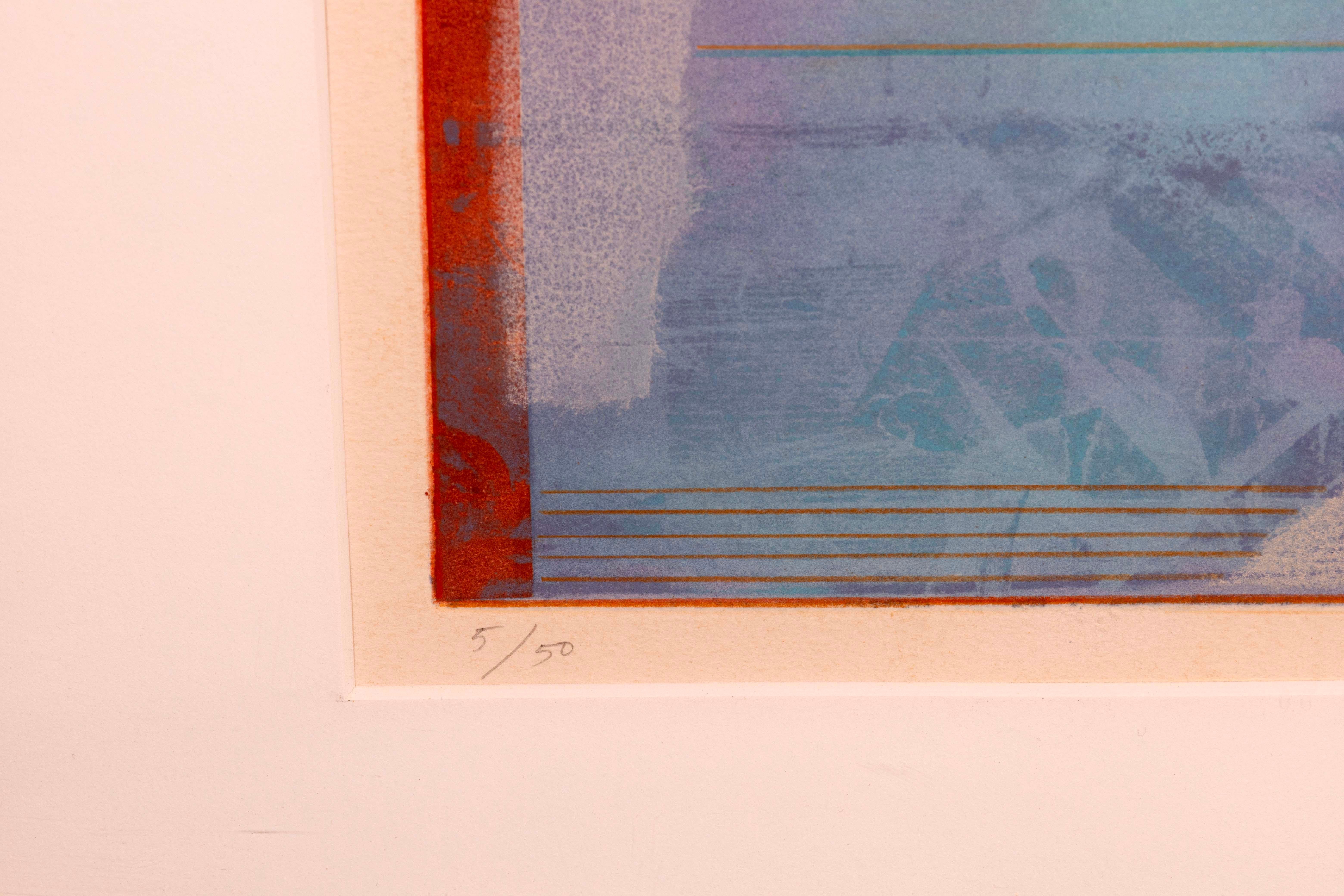 Robert Kelly Kalasa gravure abstraite moderne à l'aquatinte encadrée 5/50, signée, 1985 en vente 1