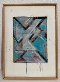 1983 Abstract Geometric Oil and Gouache Painting Study for Alma Robert Kelly