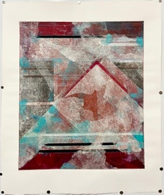 1985 Abstract Geometric Monoprint Painting Chine Colle Collage Robert Kelly