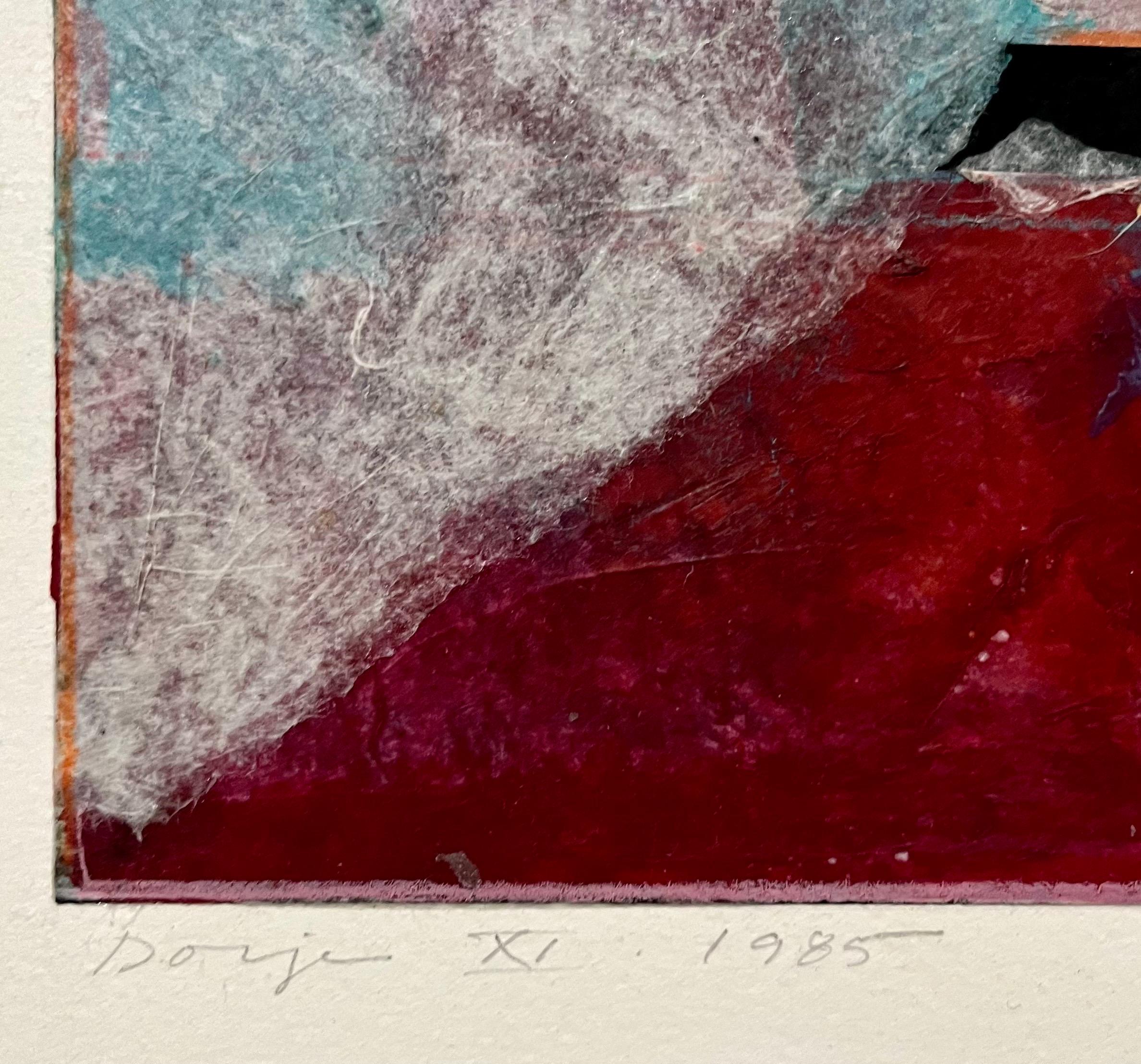 1985 Abstract Geometric Monoprint Painting Chine Colle Collage Robert Kelly For Sale 3