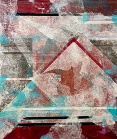 1985 Abstract Geometric Monoprint Painting Chine Colle Collage Robert Kelly