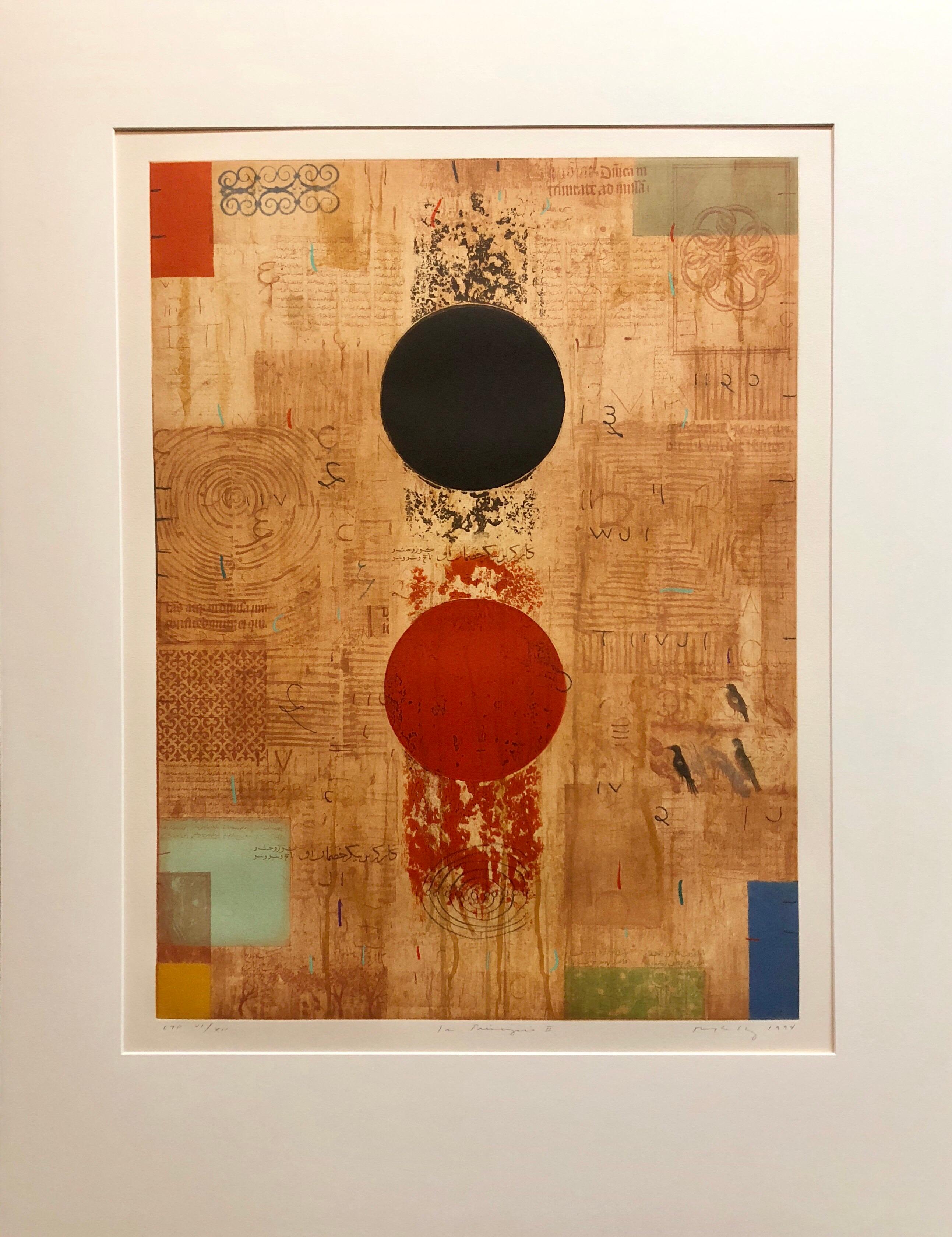 In Principio II, Abstract Modernist Aquatint Etching with Arabic Calligraphy  - Print by Robert Kelly