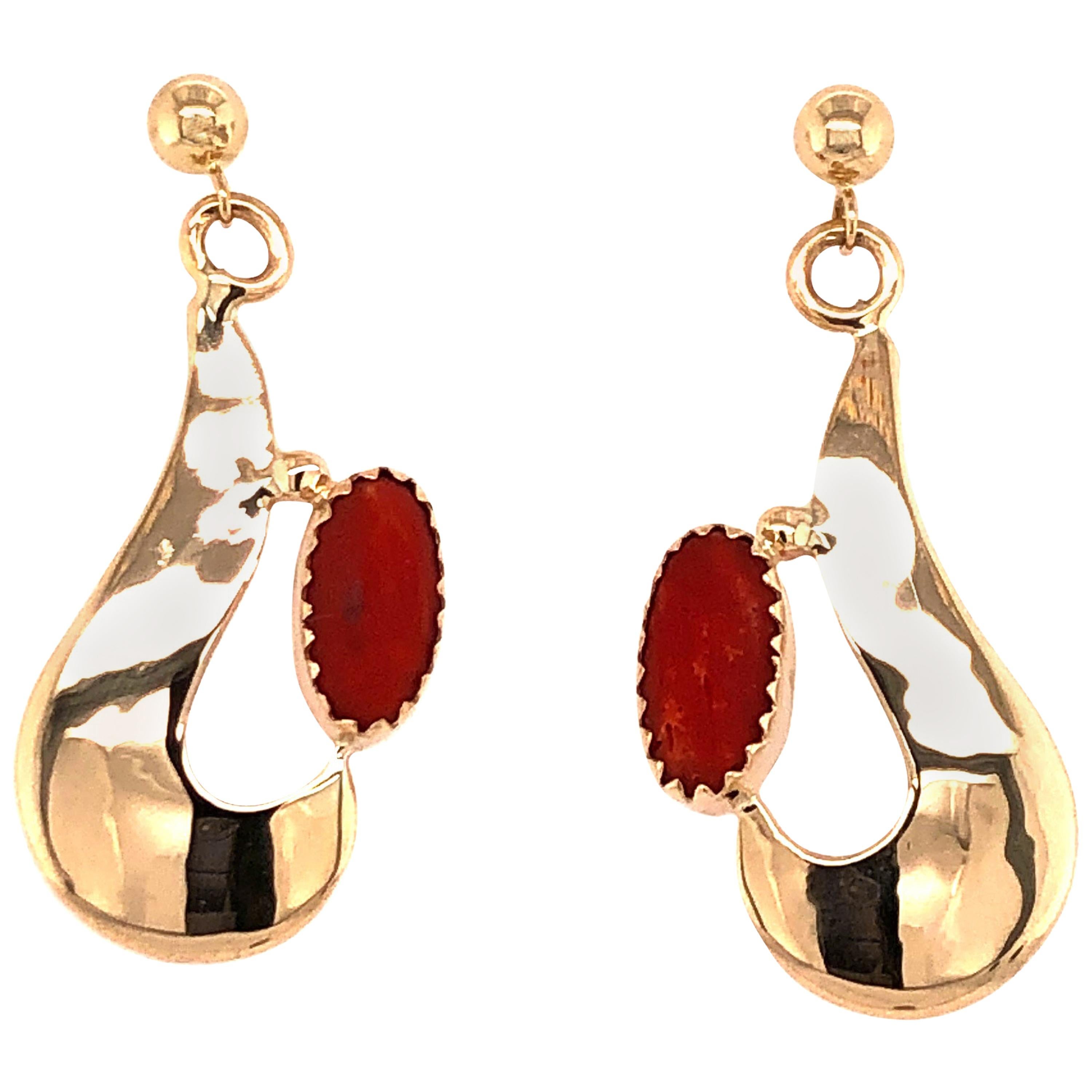 Robert Kelly Yellow Gold Coral Earrings