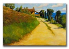 Paisaje costero "Cypress Road" de Robert Kenneth White, Óleo sobre lienzo