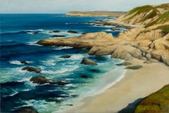 "Pacific Horizon" Paysage océanique signé par Robert The White, huile sur toile
