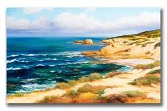 Robert K. White "Crystal Coast" Large Signed Realist Oil of California Cliffs