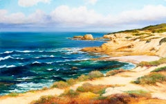 Robert K. White "Crystal Coast" Large Signed Realist Oil of California Cliffs