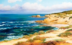 Robert K. White "Crystal Coast" Large Signed Realist Oil of California Cliffs