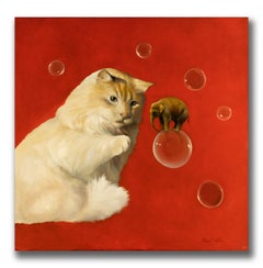 Robert K. White "Dream in Red" Large Surreal Oil Painting on Canvas