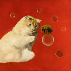 Robert K. White "Dream in Red" Large Surreal Oil Painting on Canvas