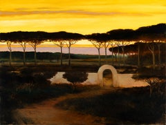 Robert K.K. Whiting "Evening Passage" Grande peinture à l
huile sur toile de 4 pieds