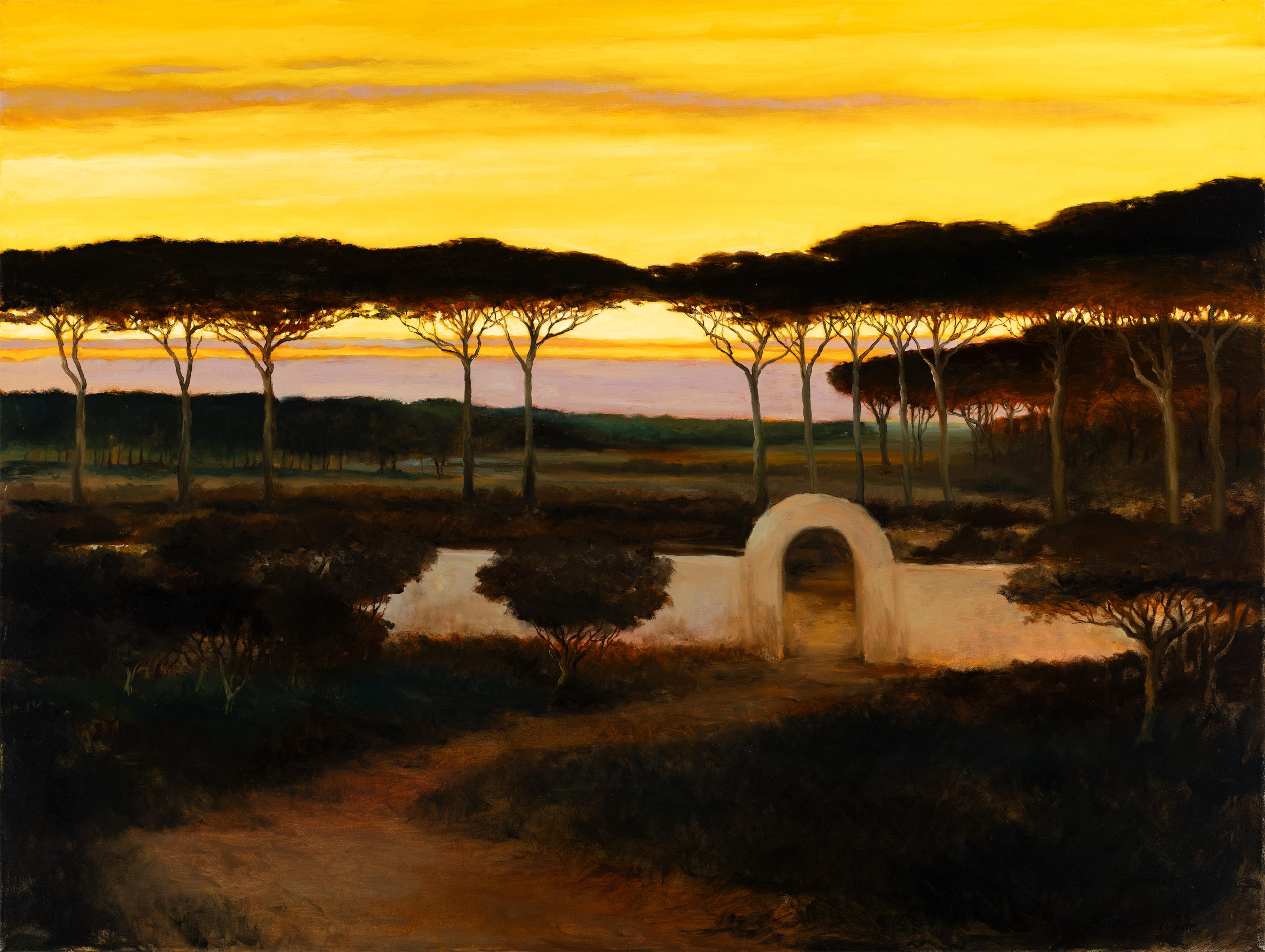 Robert Kenneth White Landscape Painting - Robert K. White "Evening Passage" Large 4-Foot Oil Painting on Canvas