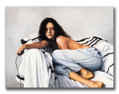 Robert K. White "Frame and Pause" Large Oil on Canvas Figurative Painting