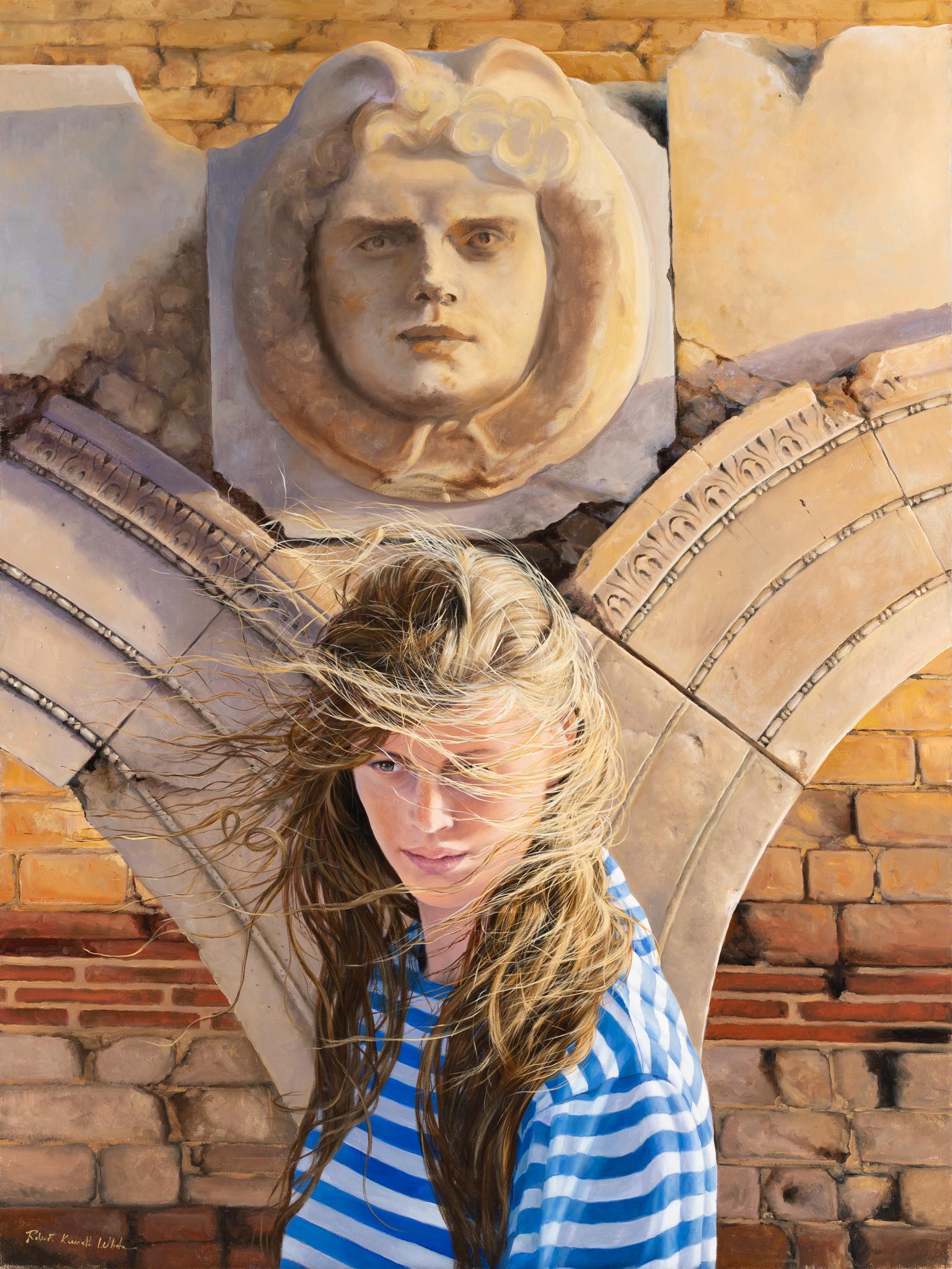 Robert K. White "Girl in Leptis Magna" Large 4-Foot Figurative Oil Painting