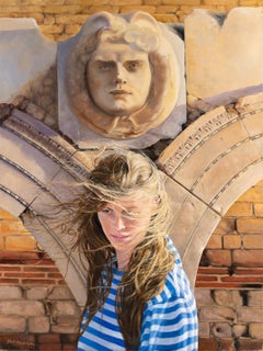 Robert K. White "Girl in Leptis Magna" Large 4-Foot Figurative Oil Painting