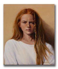 Robert K. White "Girl with Red Hair" Signed Oil, Contemporary Realist Portrait