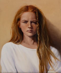 Robert K. White "Mädchen mit roten Haaren" Signiertes Öl, Zeitgenössisches realistisches Porträt