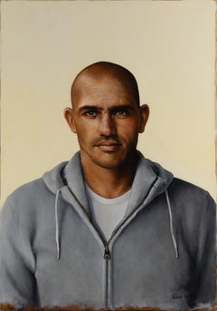 Robert K. White "Kelly Slater" Öl auf Leinwand, Realistisches Porträt der Surf-Legende