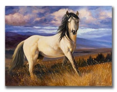 Robert K.K. The "Majestic Gaze" grande peinture à l'huile de 4 pieds sur toile
