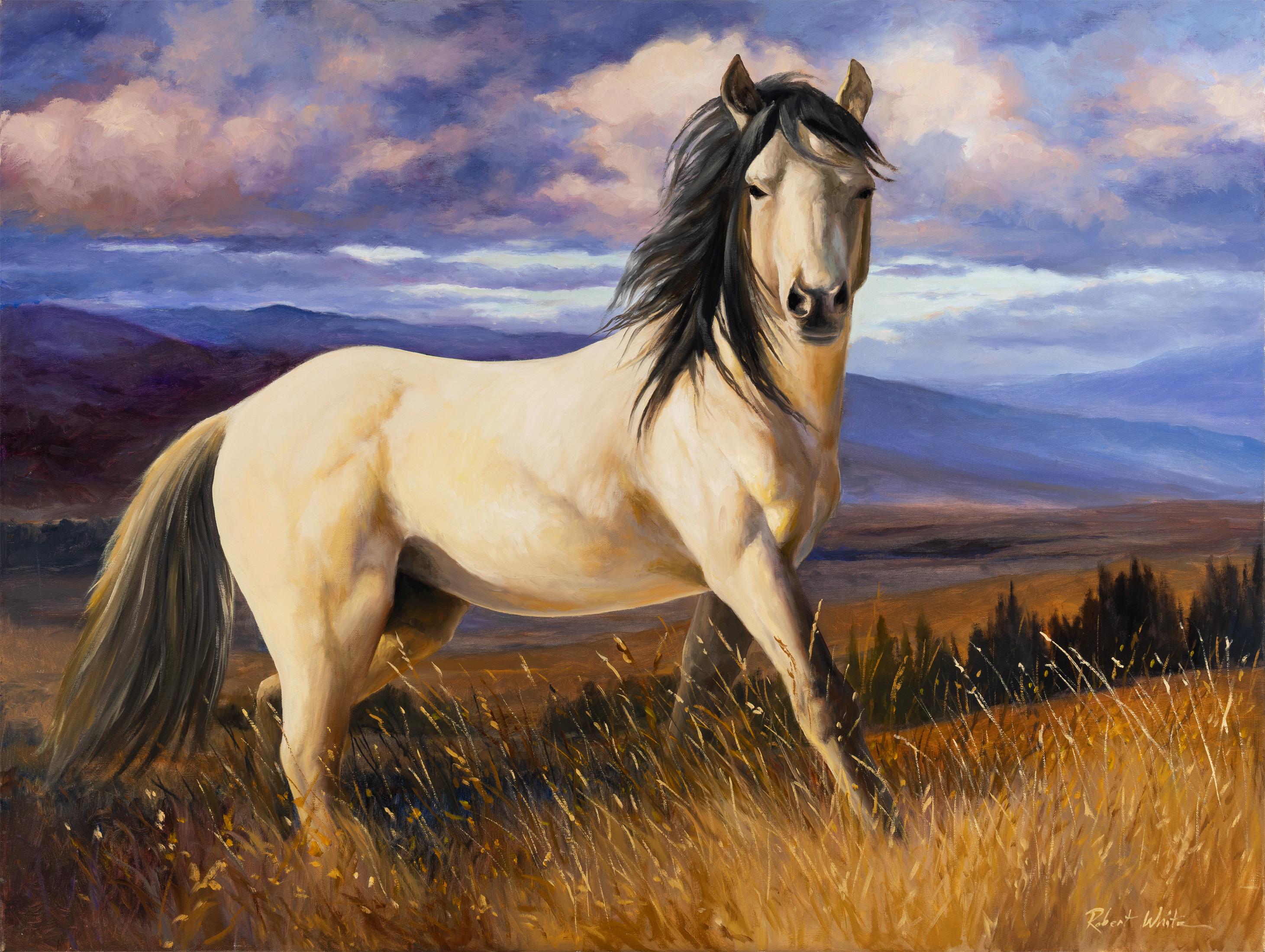 Robert K. White "Majestic Gaze" Large 4-Foot Oil Painting on Canvas
