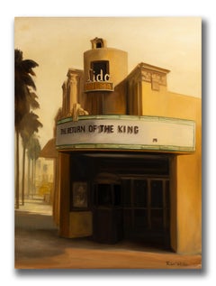 Robert K. White "Return of the King" Large Oil on Canvas, Art Deco Cinema Facade