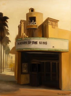 Robert K. White "Return of the King" Large Oil on Canvas, Art Deco Cinema Facade