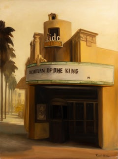 Robert K. White "Return of the King" Large Oil on Canvas, Art Deco Cinema Facade