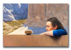 Robert K. White "Muro de roca" Óleo realista figurativo de gran formato sobre lienzo