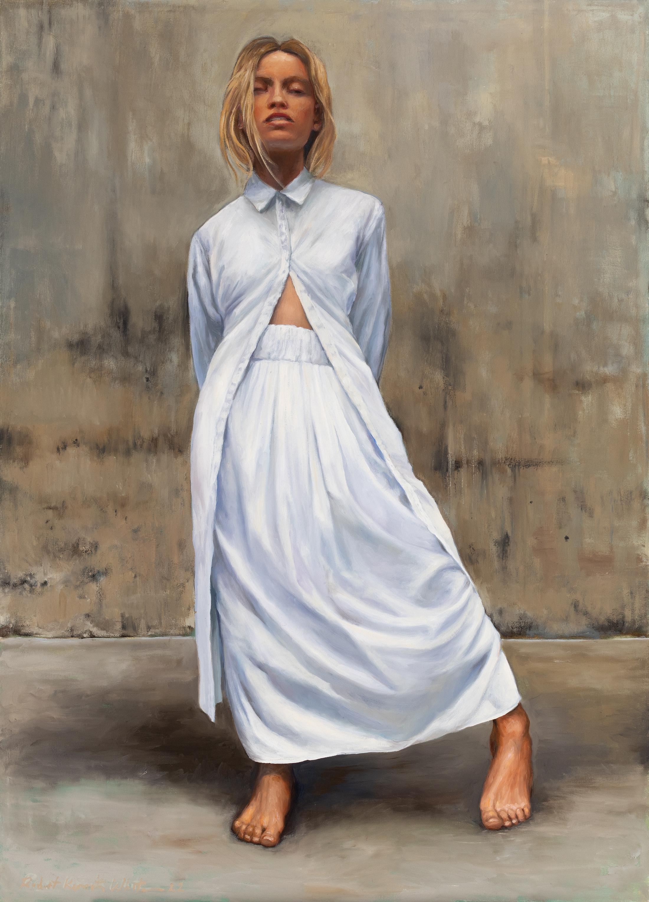 Robert K. White "Unbound Elegance" Oil on Canvas, Large-Scale Figurative Work