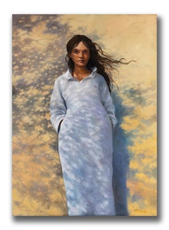 Robert K. White "Wind and Light" Oil on Canvas, Sunlit Portrait with Shadowplay