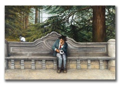 Robert Kenneth White "A Pause for Basquiat" Large Signed Oil on Canvas Painting