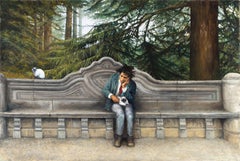 Robert Kenneth White "A Pause for Basquiat" Large Signed Oil on Canvas Painting