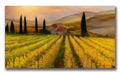 Robert Kenneth White "Golden Rows, Tuscany" Large-Scale Oil on Canvas Ladnscape