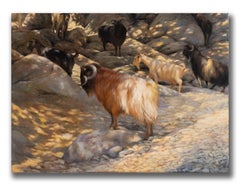 Robert Kenneth White "Viejo carnero" Rebaño de colinas de California, óleo sobre lienzo firmado