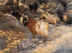 Robert Kenneth White "Viejo carnero" Rebaño de colinas de California, óleo sobre lienzo firmado