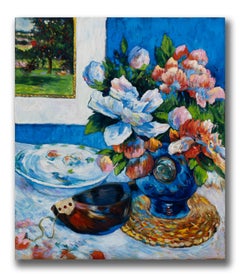 Robert Kenneth White "Study of Peonies and Mandolin" 2014 Oil After Gauguin