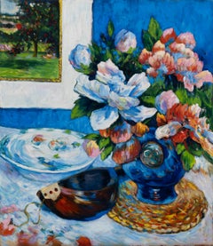 Robert Kenneth White "Study of Peonies and Mandolin" 2014 Oil After Gauguin