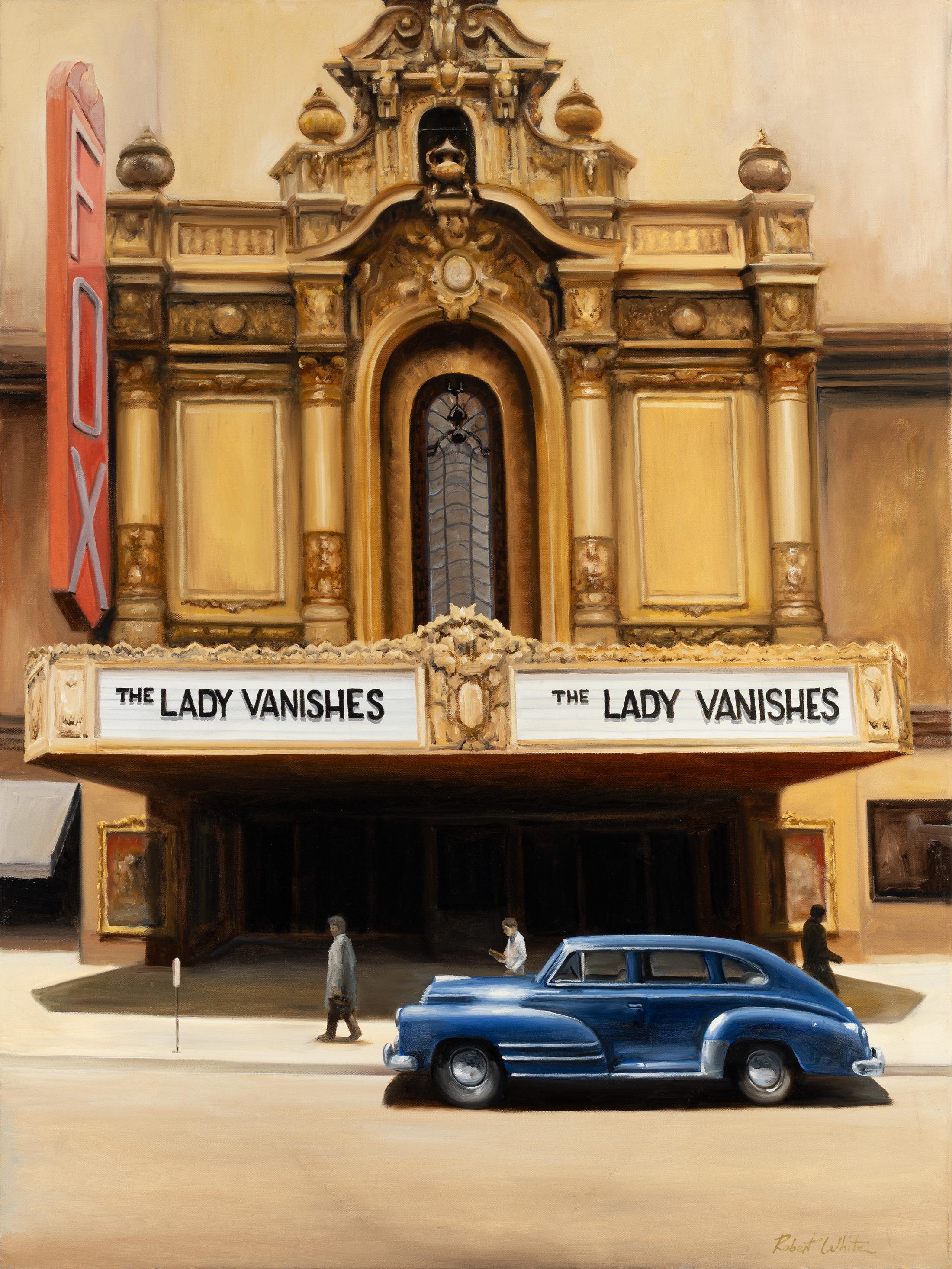 Robert Kenneth White "The Lady Vanishes" signiert große realistische Öl auf Leinwand