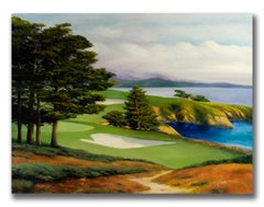 Robert Kenneth White “The Links” Large 4-Foot Coastal Landscape Oil on Canvas