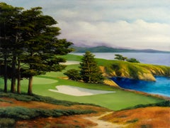 Robert Kenneth White “The Links” Large 4-Foot Coastal Landscape Oil on Canvas