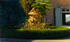 Robert Kenneth White "Tranquility" 2021 Öl einer mediterranen Gartenszene