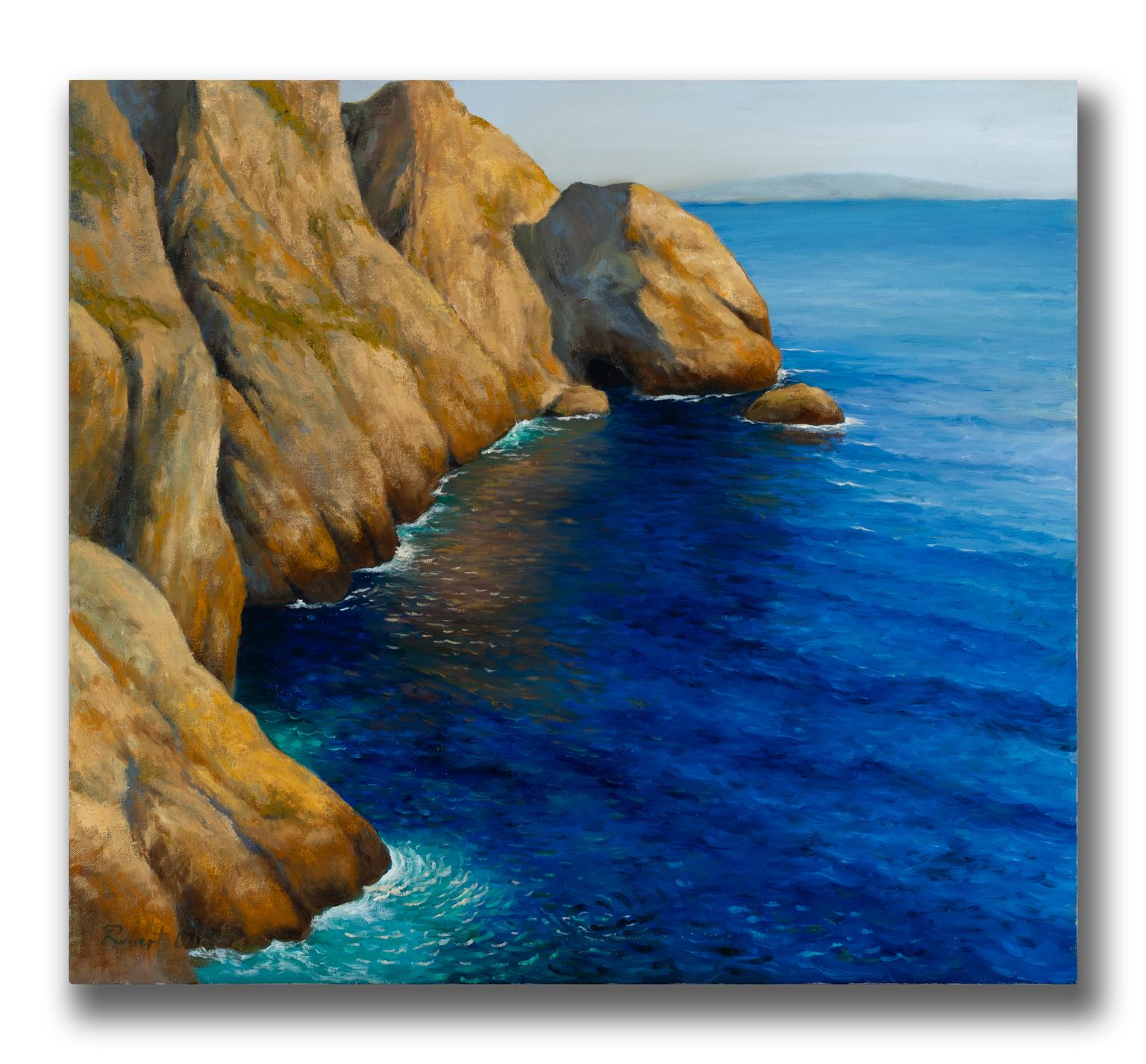 Huile sur toile « Channel Islands I » signée Robert White, vue de Californie côtière - Painting de Robert Kenneth White