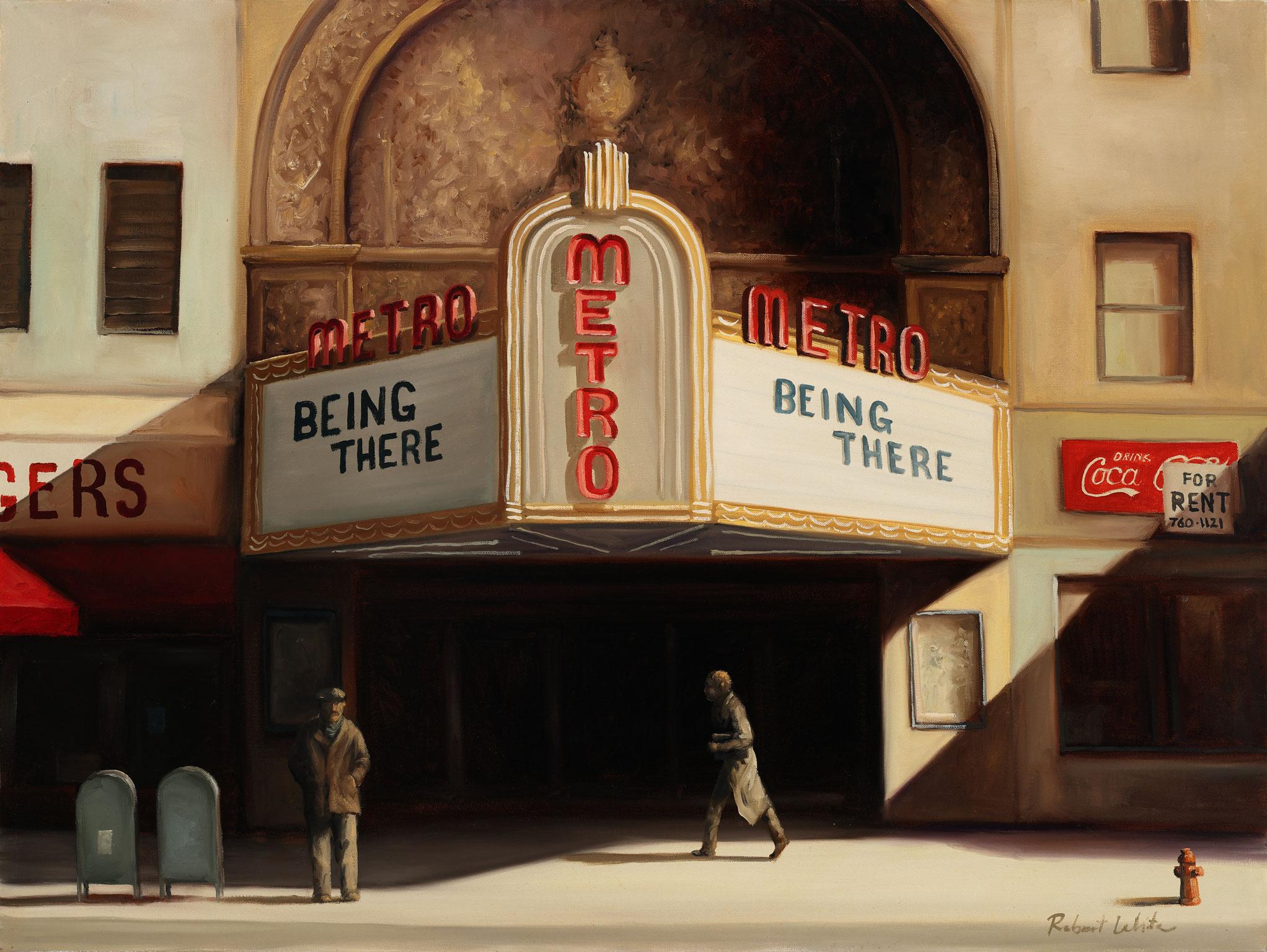 "Estar ahí" Pintura al óleo original de Robert White, exposición sin marco