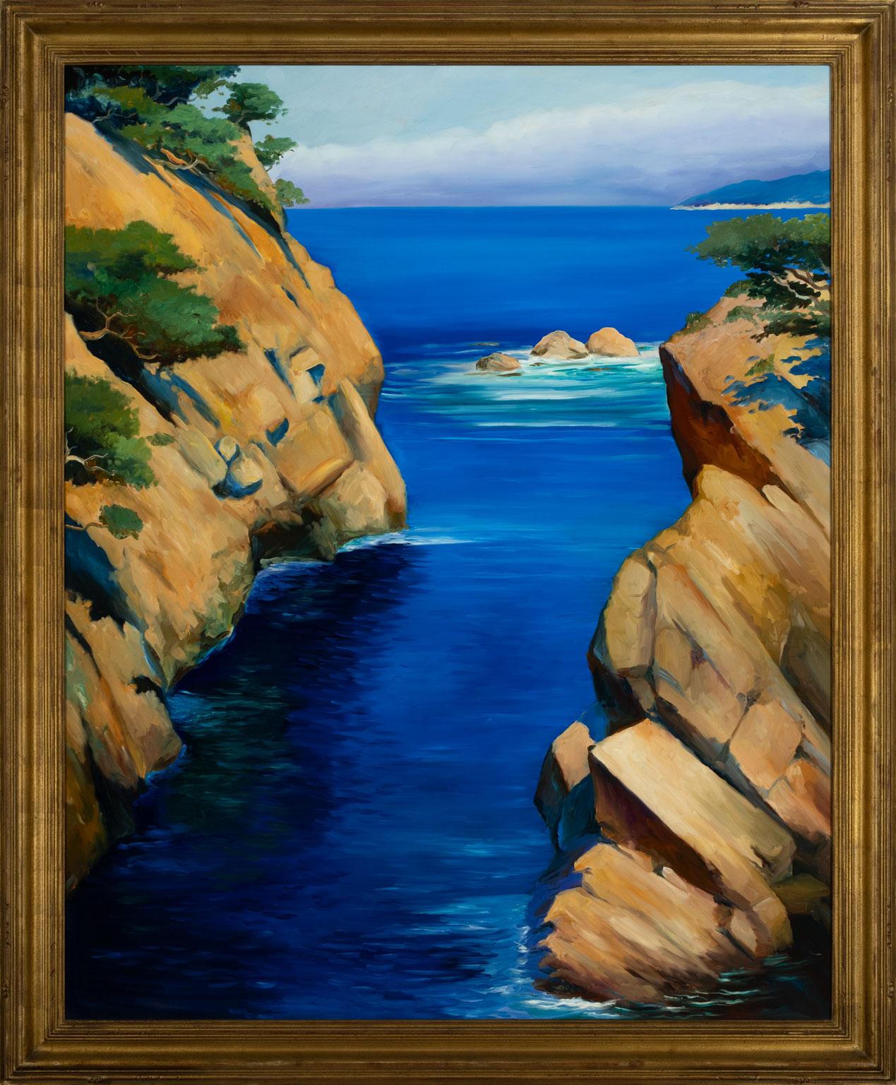 Robert Kenneth White Landscape Painting - [California Coast I] Large Scale Original Oil Painting by Robert White, Framed